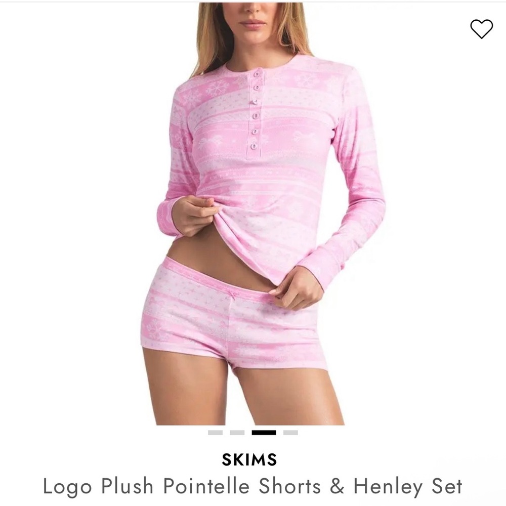SKIMS Pink Pointelle Pajama Set